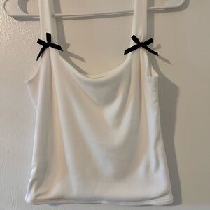 Gaze Ivory Camisole with Black Ribbon Accents
